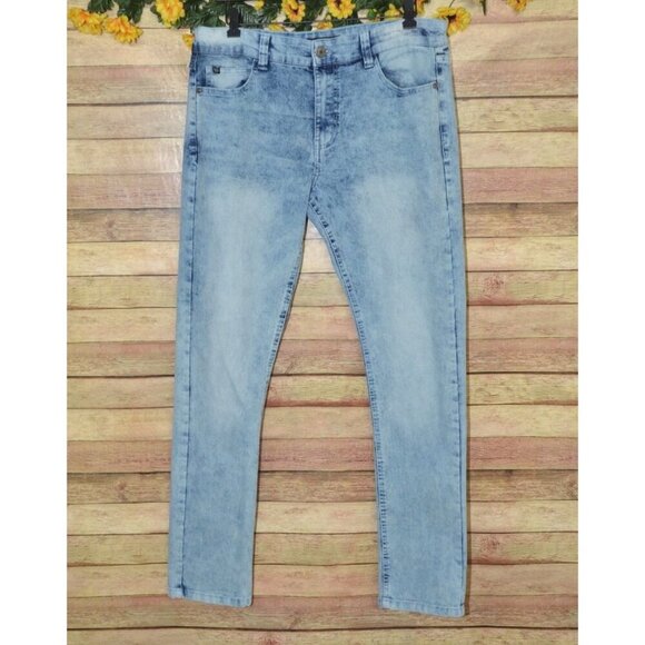 Rocawear Acid Wash Skinny Jeans Men's 34x32 Blue Stretch Denim Y2K Light Retro - Picture 1 of 9